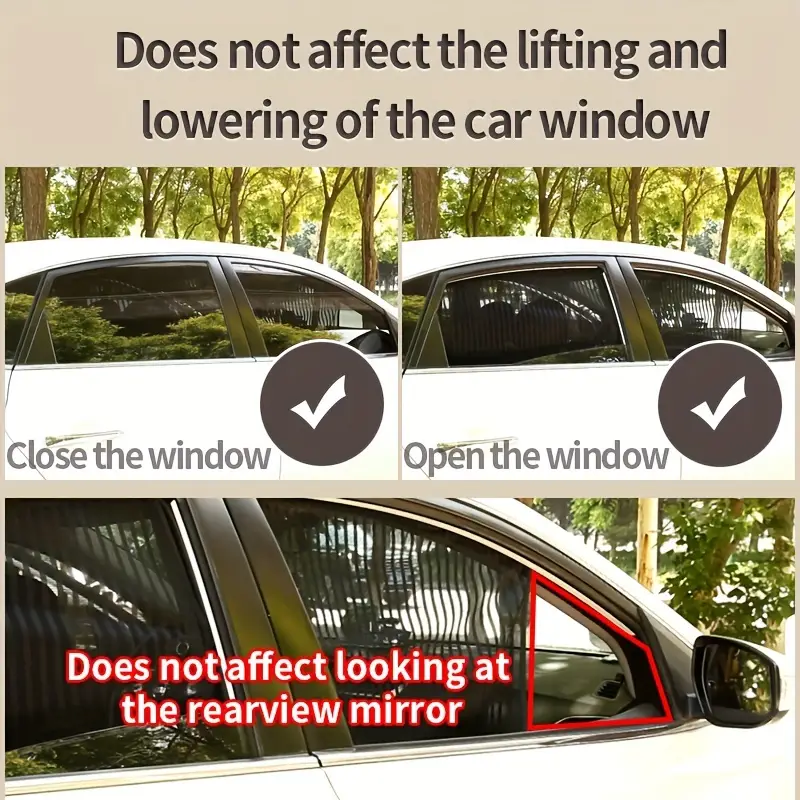 4pcs   sun protection car window shades breathable mesh uv protection for front rear windows fits most cars details 3