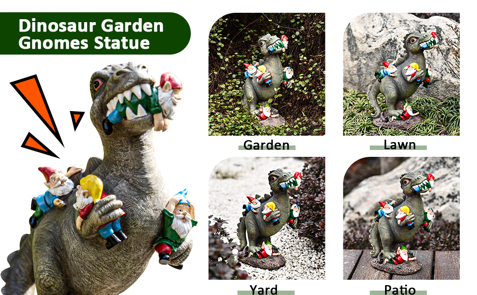 garden decor lawn decor ornaments dinosaur garden gnomes statue dinosaur massacre