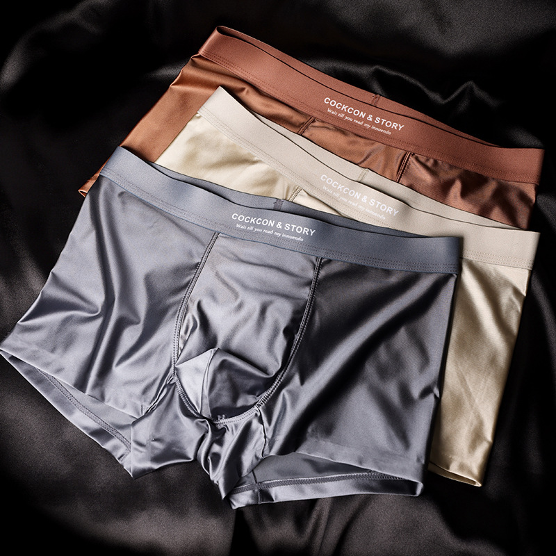 Men's Light Luxury Satin Ice Silk Fashion Breathable Boxer Briefs