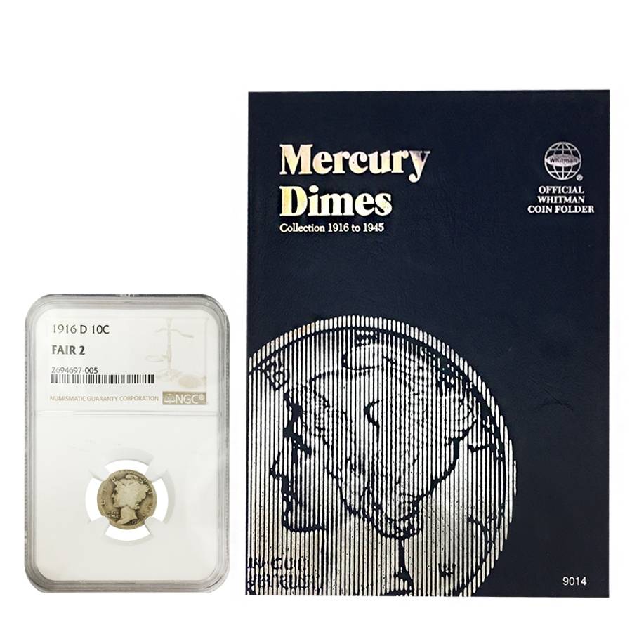 1916-1945 Complete Mercury Dime Set Album (w/1916-D NGC Fair 2)