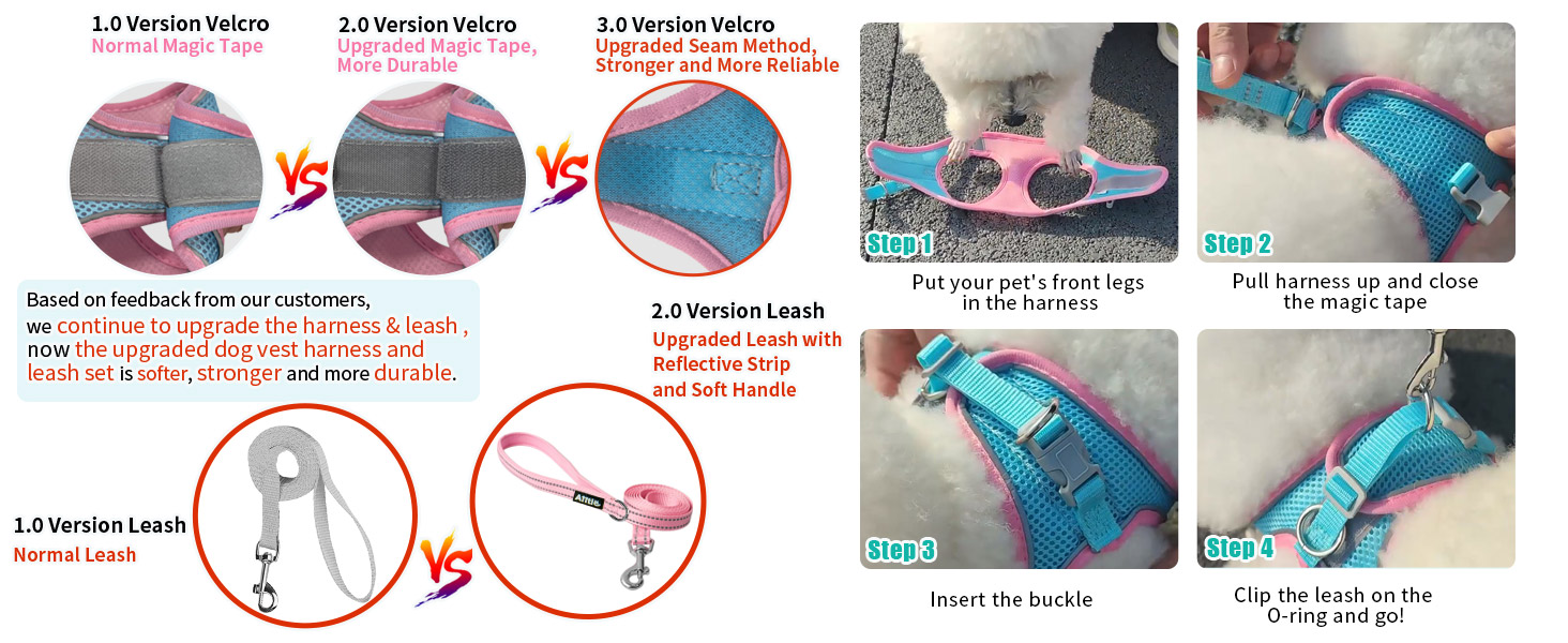 AIITLE Step in Dog Harness and Leash Set - Dog Vest Harness with Super Breathable Mesh