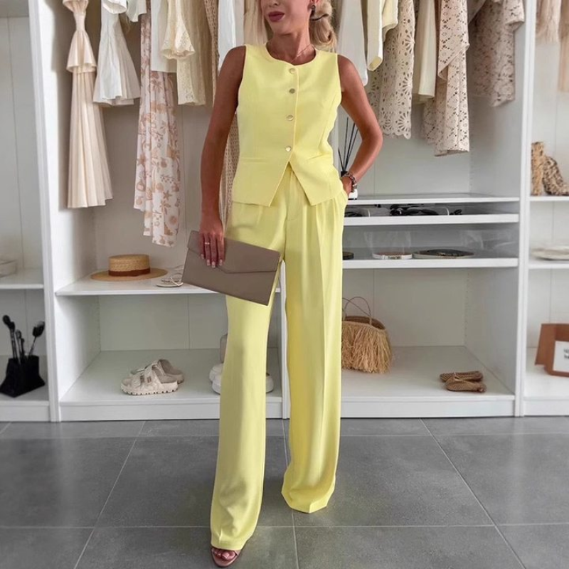 Women's sleeveless top and long pants