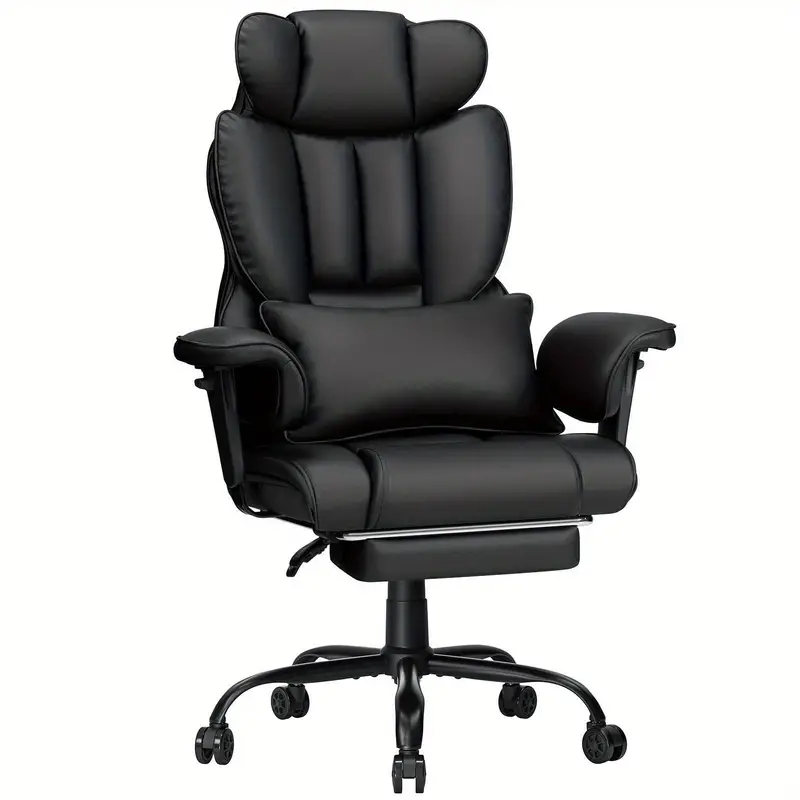 Silla de     y   con soporte lumbar de masaje, silla de   reclinable de 450   con reposapiés, silla ergonómica   resistencia con reposabrazos acolchados ajustables, silla de cuero para   pesadas, regalo de Navidad. detalles 0