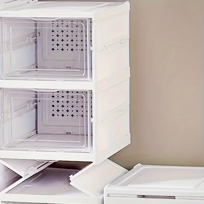 6 layer foldable shoe box foldable shoe rack collapsible storage box   to15 free standing bins stackable plastic tote with lids organizing installation free clear dustproof 6 layers closet organization systems closet organizers and storage details 11