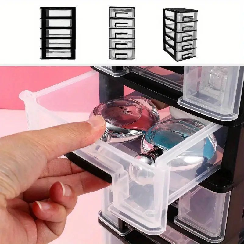 versatile 5 tier plastic storage cabinet with drawers waterproof dustproof organizer for home office black transparent portable shelf trunks details 4