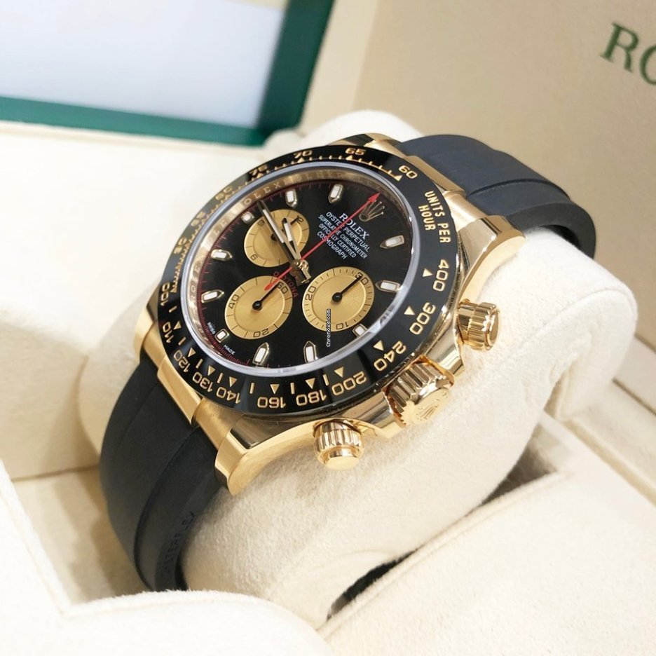 116518 Yellow Gold Cosmograph Daytona 40mm Black Paul Newman Index Dial Black Oysterflex