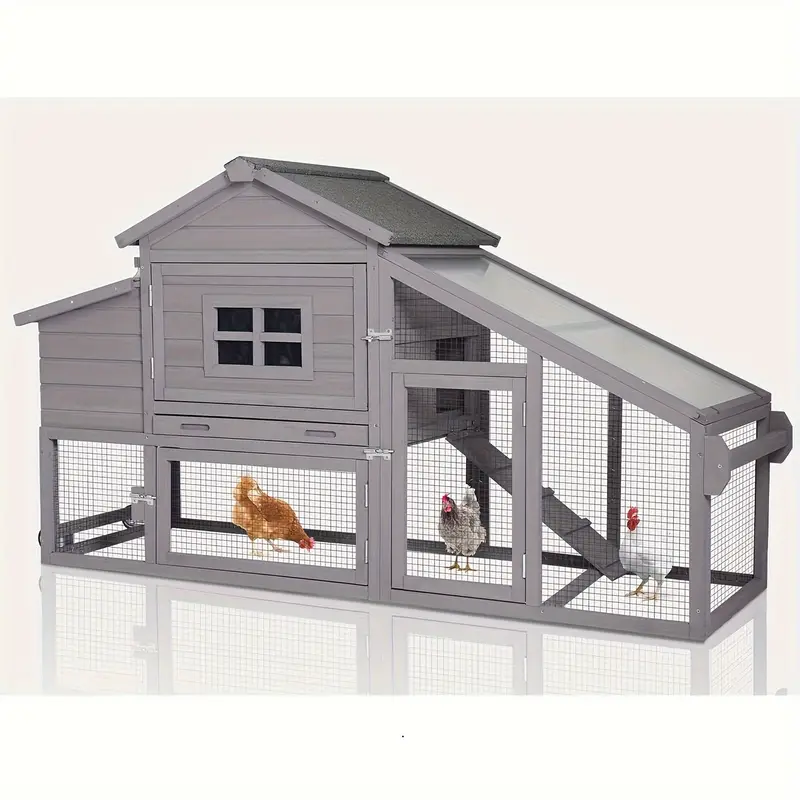 Gallinero expandible   para gallinas para exteriores con ruedas, caja nido, bandeja extra&iacute;ble a prueba de fugas y panel de techo resistente a los rayos UV detalles 2