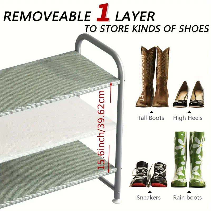   shoe rack 3 tier long storage organizer wide metal shoe shelf for closet entryway details 10