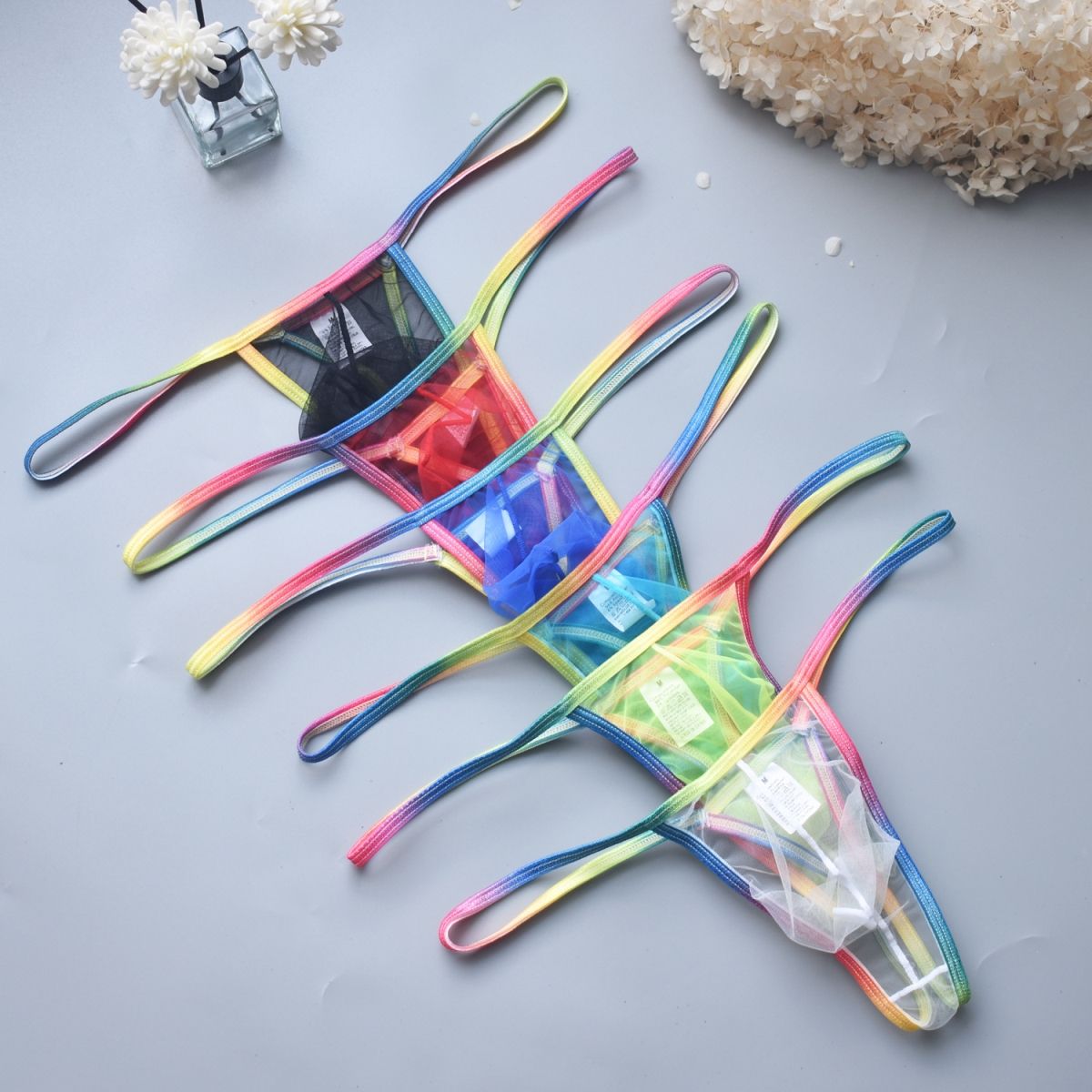 Colorful Edge Sexy Low Rise Transparent Pouch Men's Briefs