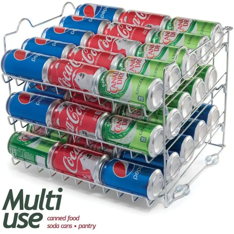   stackable pantry can organizer 3 tier soda can organizer multifunctional chrome   can rack organizer for up to 36 cans for pantry kitchen cabinet countertop under sink 17x13x13 details 5