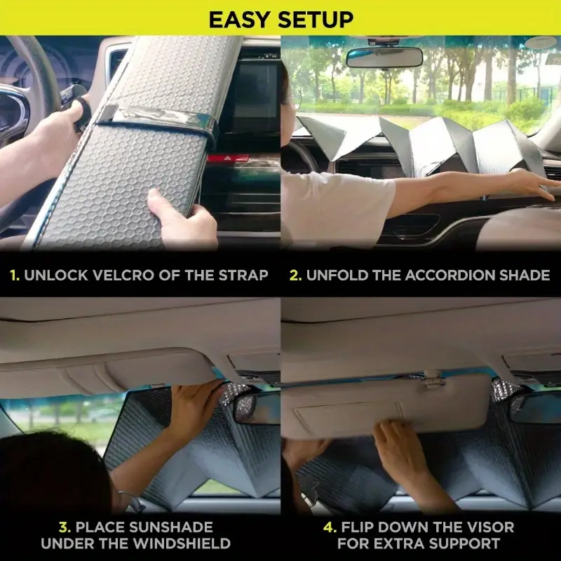 fits all vehicle windshields black folding visor 1pc 63 x 28 5 details 6