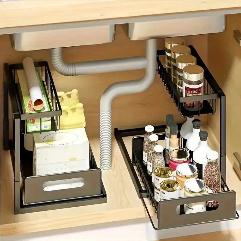 under sink organizer pull out cabinet organizer 2 tier slide out sink shelf cabinet storage shelves under sink storage for kitchen bathroom cabinet details 4