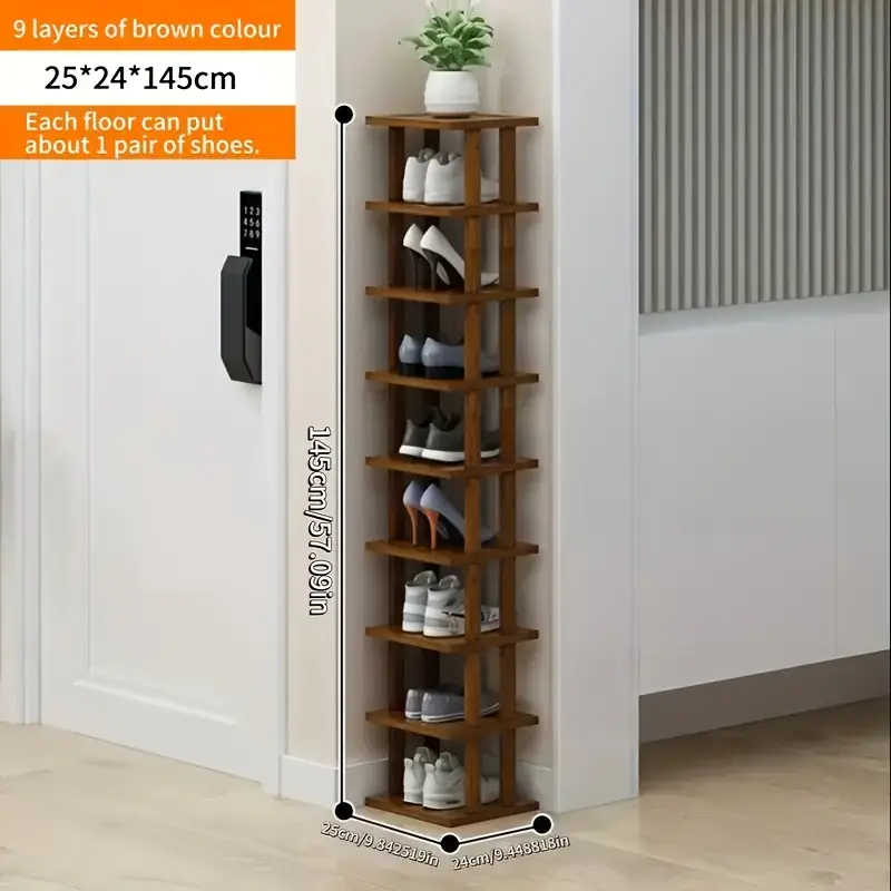 vertical bamboo shoe rack a high and narrow shoe rack manager suitable for small spaces used for bamboo shoe racks at entrances wardrobes corners and doorways details 5
