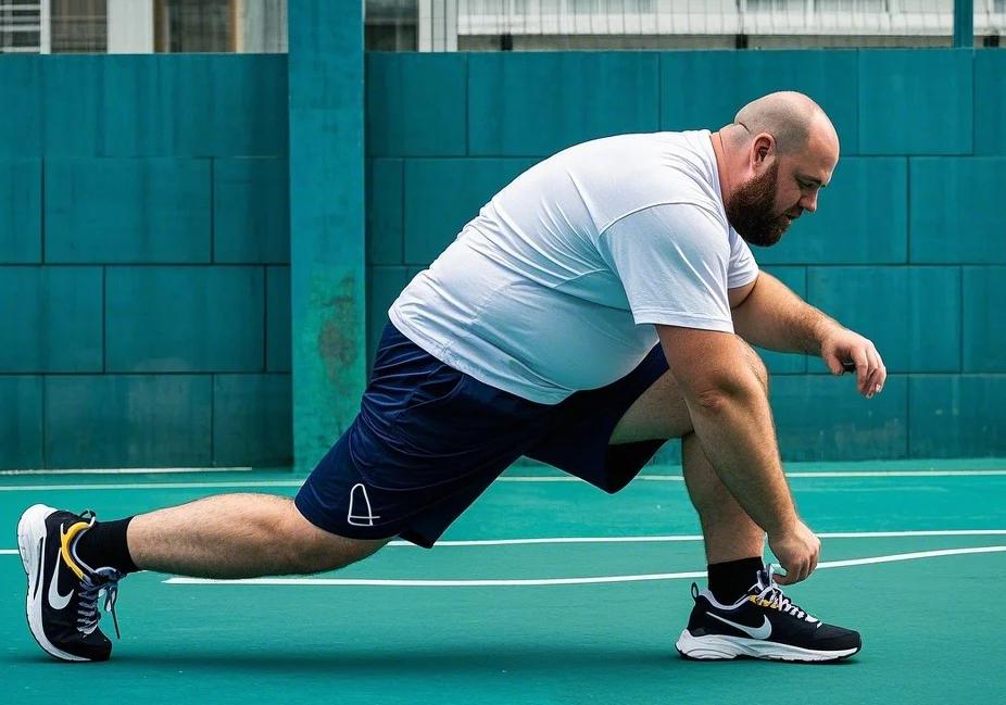 a man with big and tall gym shorts exercising