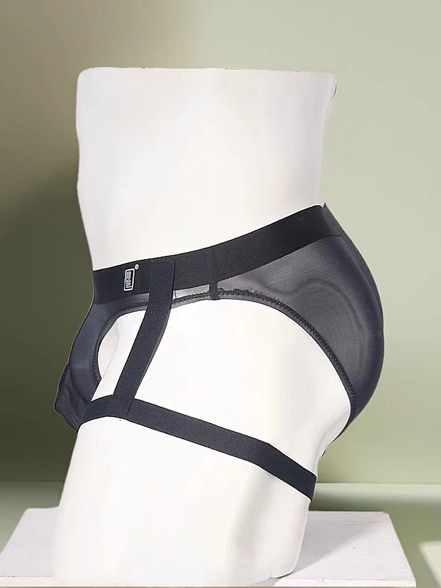 Men's Ice Silk Suspender Bandage U-convex Ultra-thin Transparent Underwear