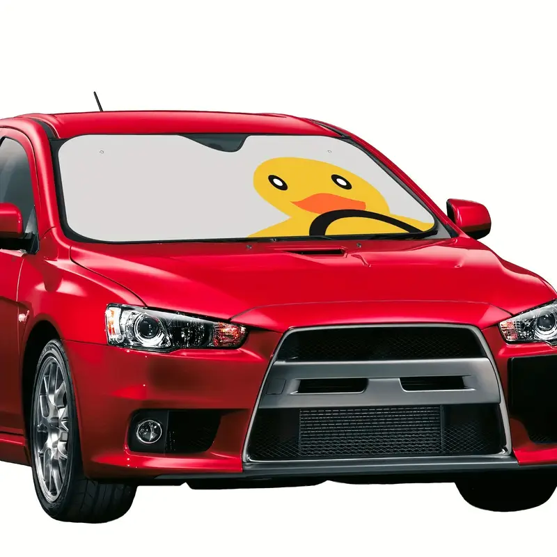 cute duck car windshield sun shade heat shield visor for jeep suv scratch proof aluminum bubble material windshield cover with storage straps 27 5x51 inch details 3