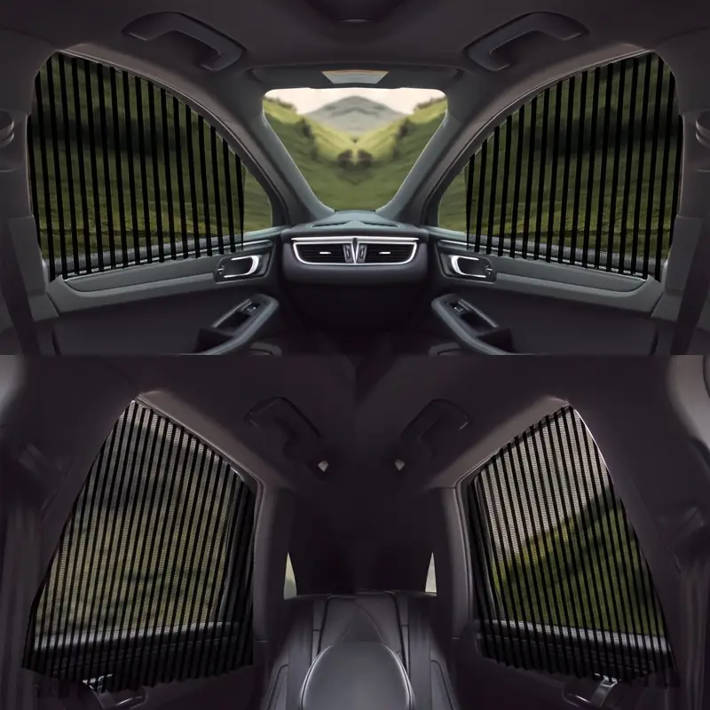 4pcs   sun protection car window shades breathable mesh uv protection for front rear windows fits most cars details 0