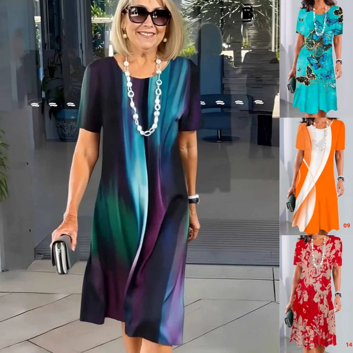 Printed Pleated Dress