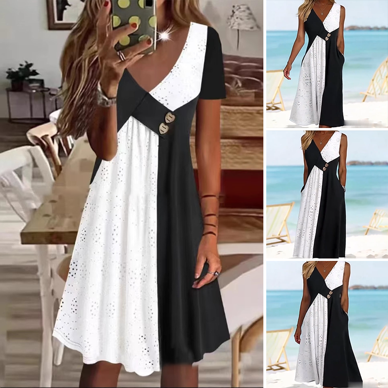 👗 Elegant and fashionable women's patchwork dress