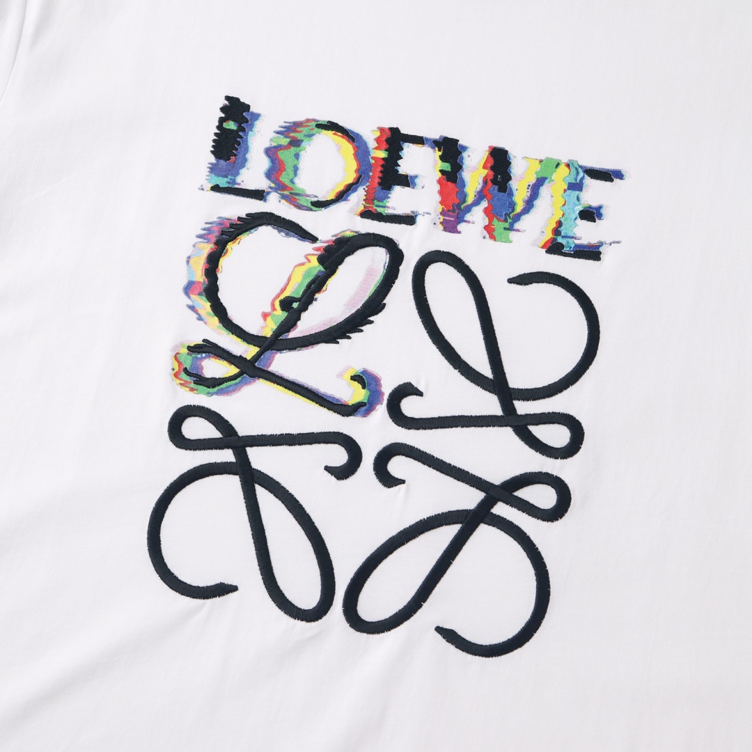 LOEWE羅意威彩繪刺繡短袖白色印花圖