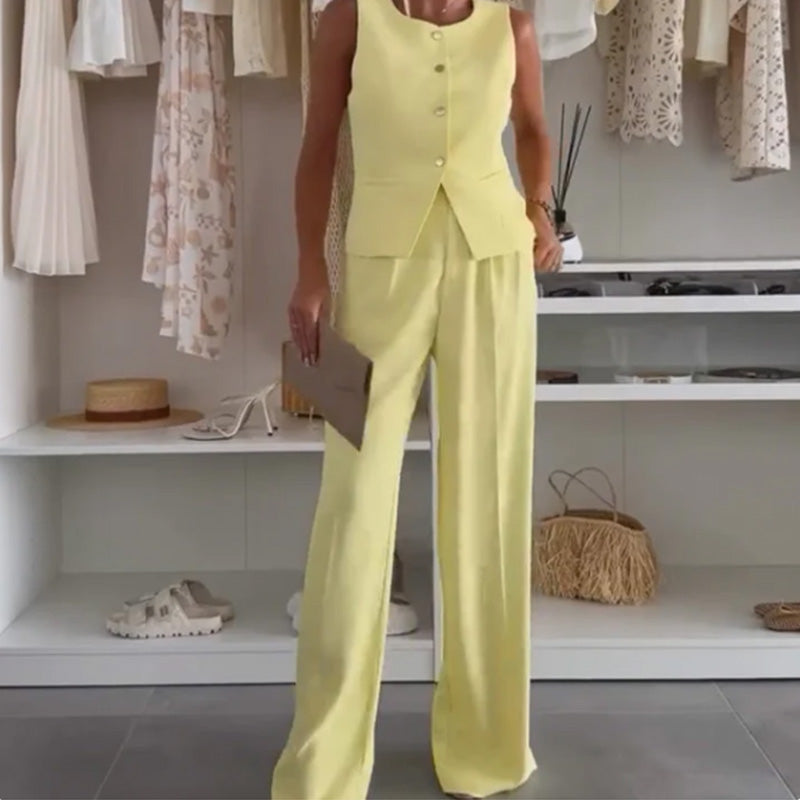 Women's sleeveless top and long pants