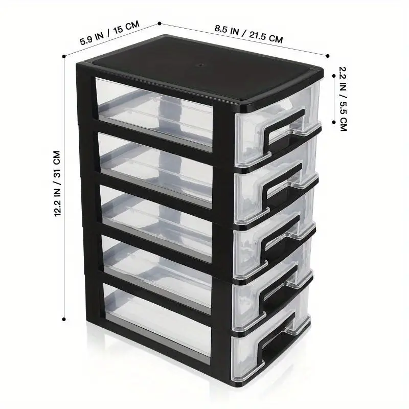versatile 5 tier plastic storage cabinet with drawers waterproof dustproof organizer for home office black transparent portable shelf trunks details 3