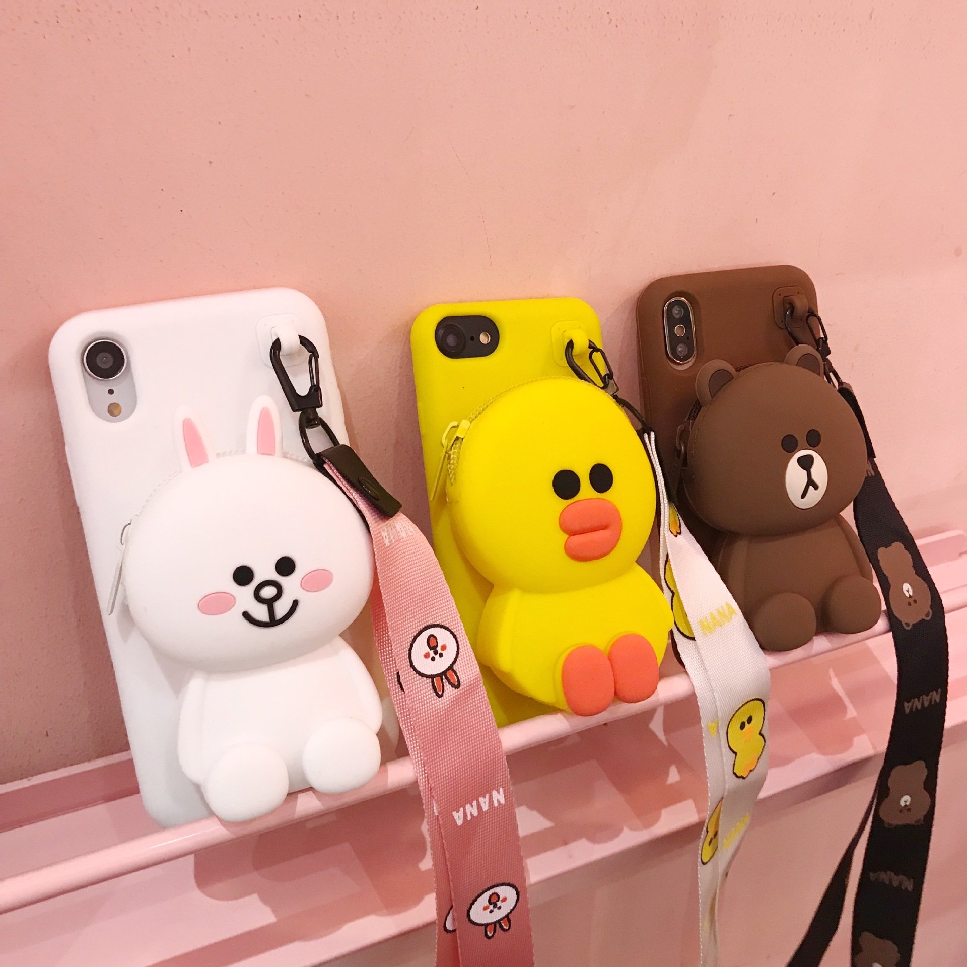 Cute Carton Bear Wallet Phone Case