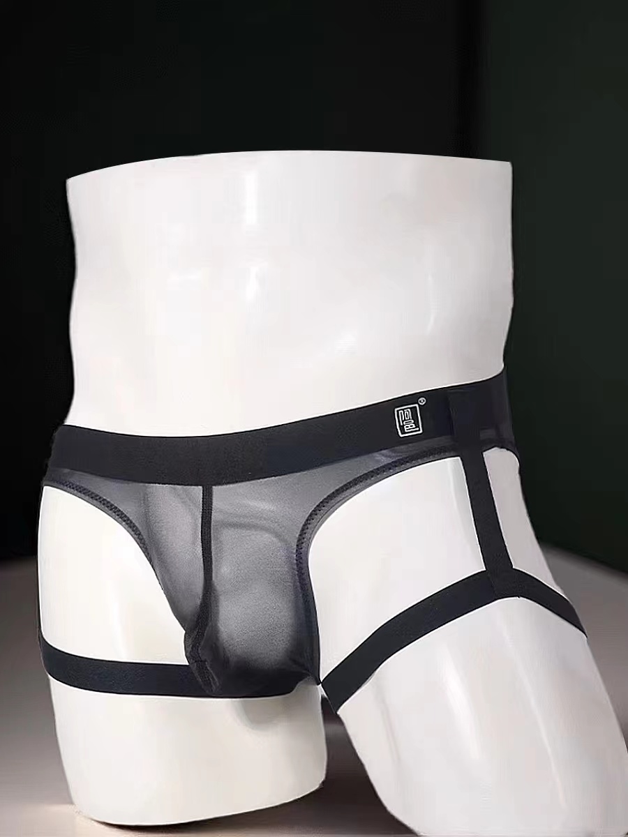 Men's Ice Silk Suspender Bandage U-convex Ultra-thin Transparent Underwear