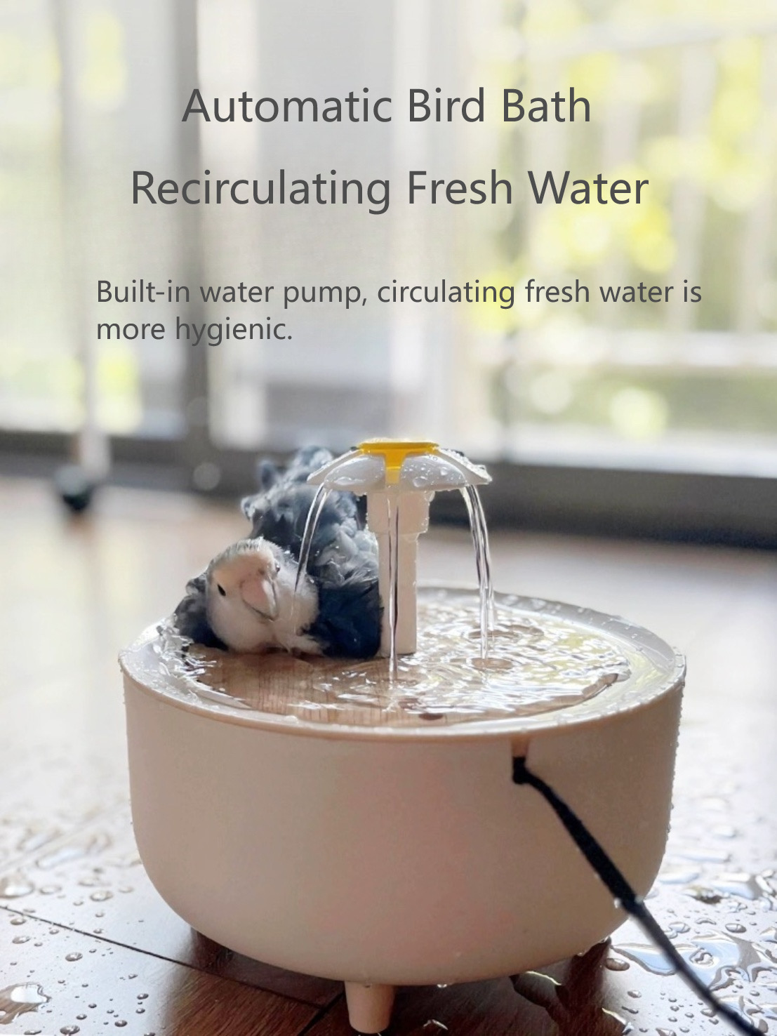 Auto bird bath prevent bird from heatstroke