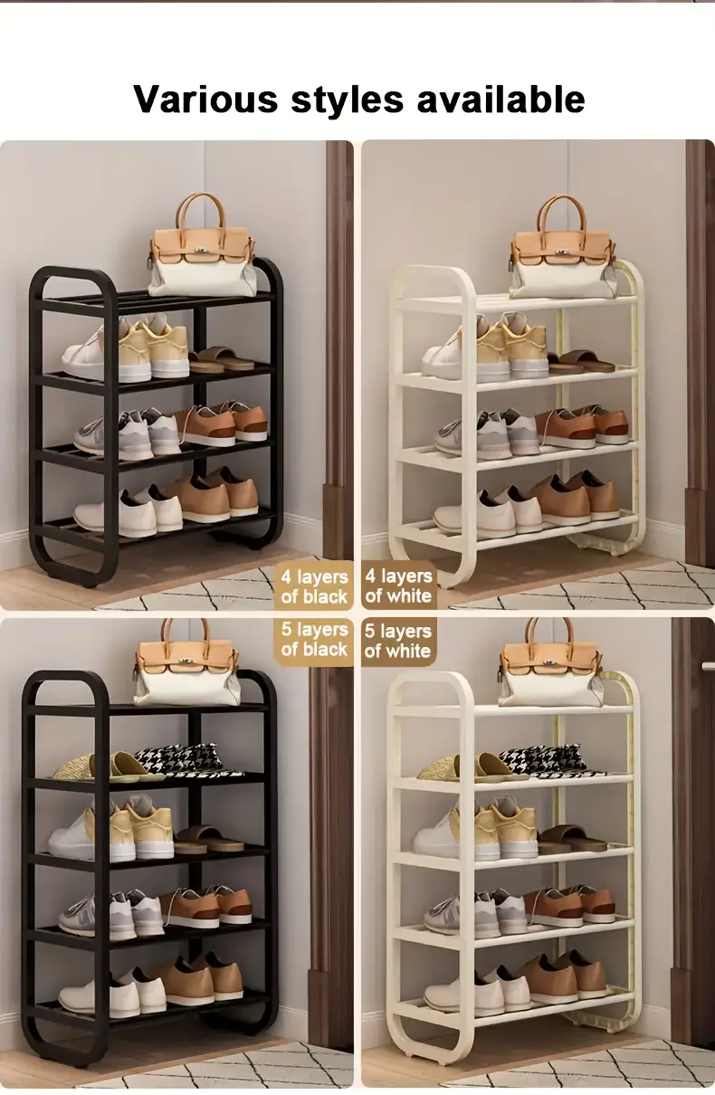 1pc 4 5tier multifunctional shoe organizer rack space saving easy to assemble suitable for entrance foyer and   independent shoe rack black white floor storage rack details 1