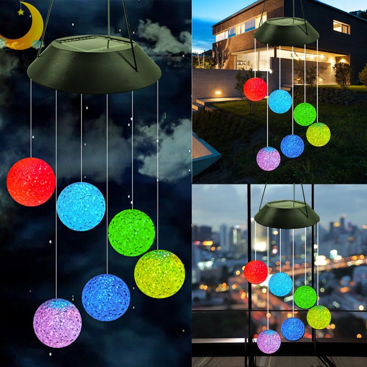 Solar Color Changing LED Ball Wind Chimes