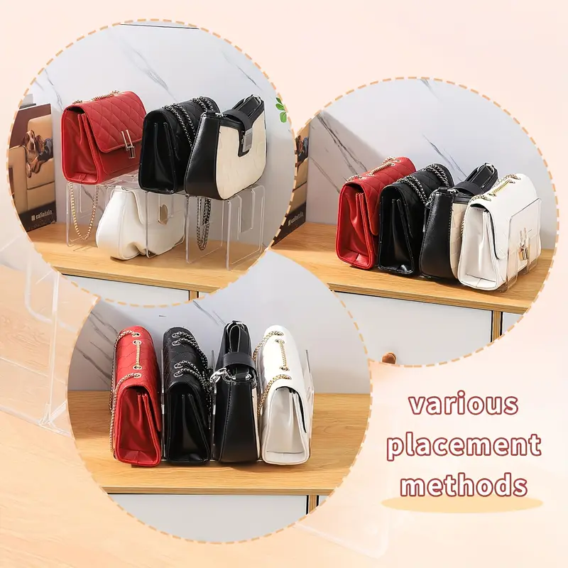 4 tier clear acrylic organizer for purses handbags books multi purpose desktop storage rack with 4 sections for neat organization utility racks details 5