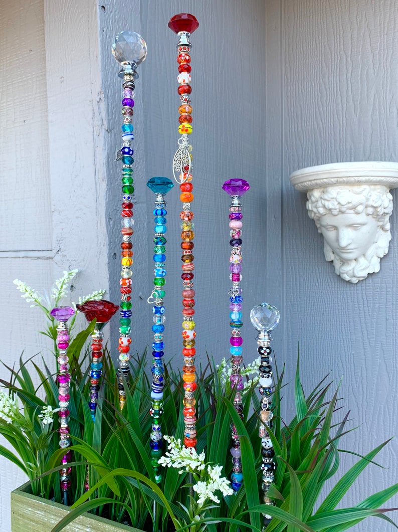 How to make beaded fairy garden stakes?