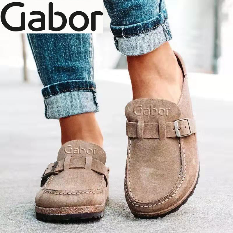 Gabor® new women's leather semi-slip sandals, Round toe low heel shoes