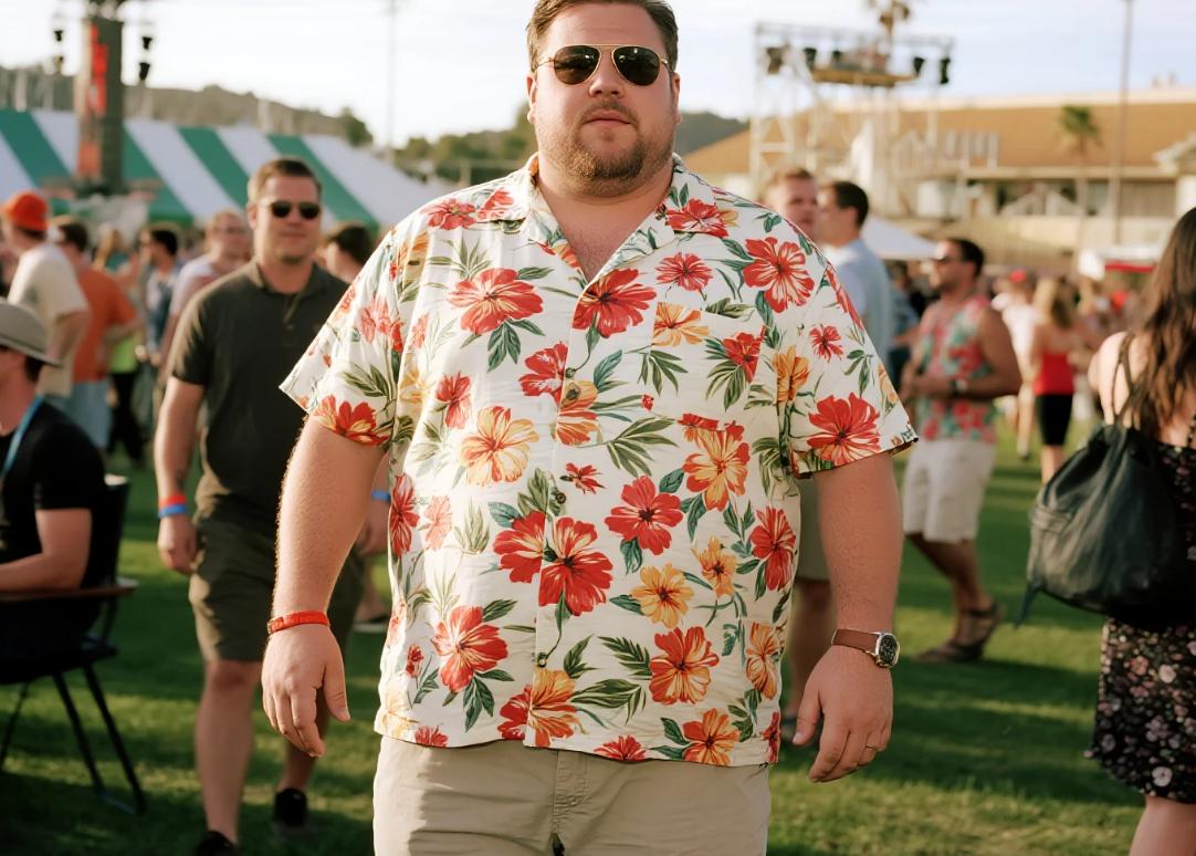 big men's Hawaiian short sets for summer featival