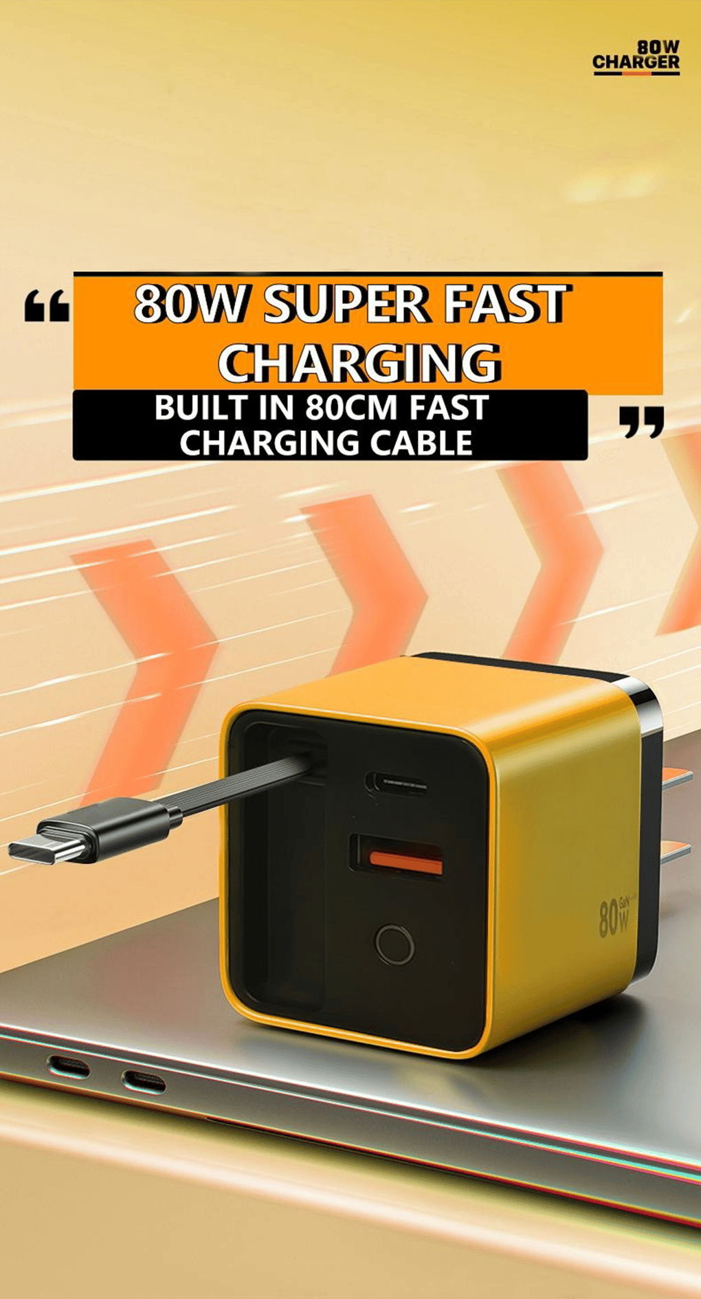 3-in-1 GaN Fast Charger – 80W Max, Scalable Module, Type C & USB, Universal, 1-Year Warranty
