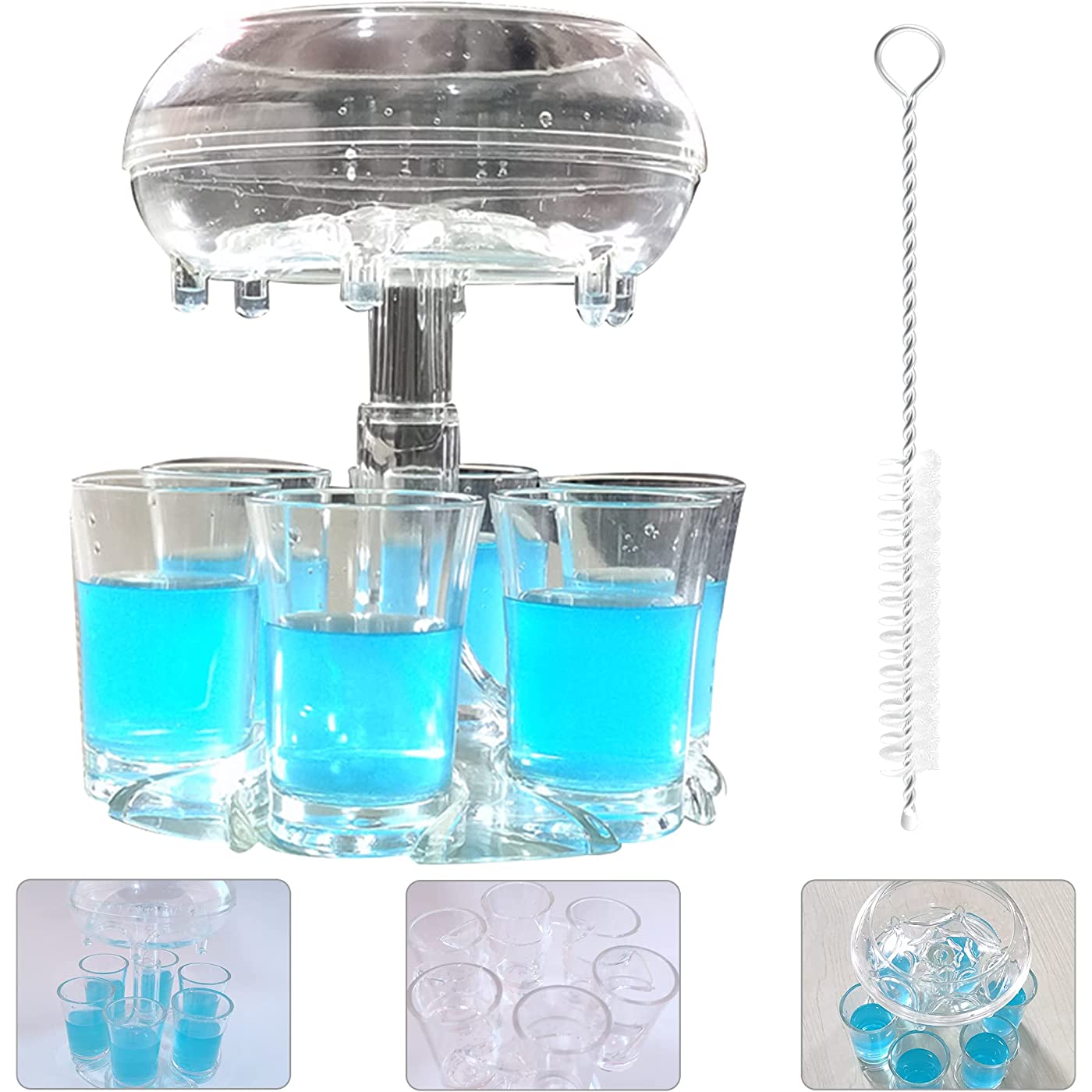 ALEVMOOM 6 Shot Glass Dispenser and Holder Dispenser For Filling Liquids Multiple 6 Shot Dispenser,Bar Shot Dispenser,Cocktail Dispenser,Carrier Liquor Dispenser Drink Tool,Dispenser With Slogan 1