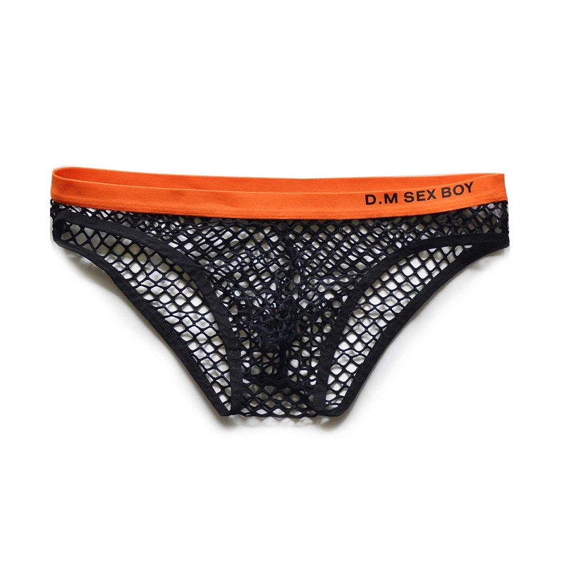 Men's Low Waist Sexy Large Mesh Breathable Transparent Briefs