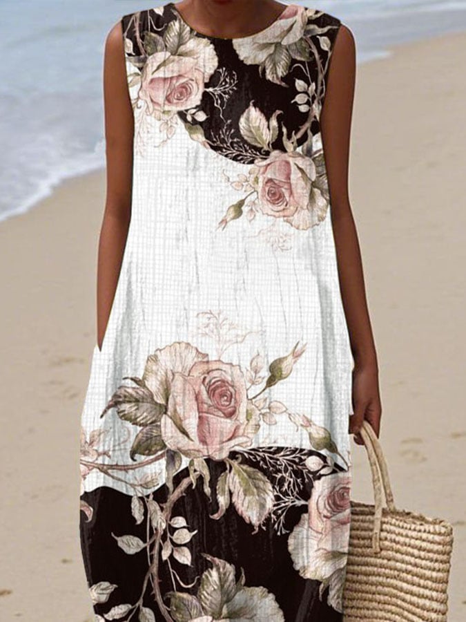 Women's Casual  Print Round Neck Sleeveless Dress
