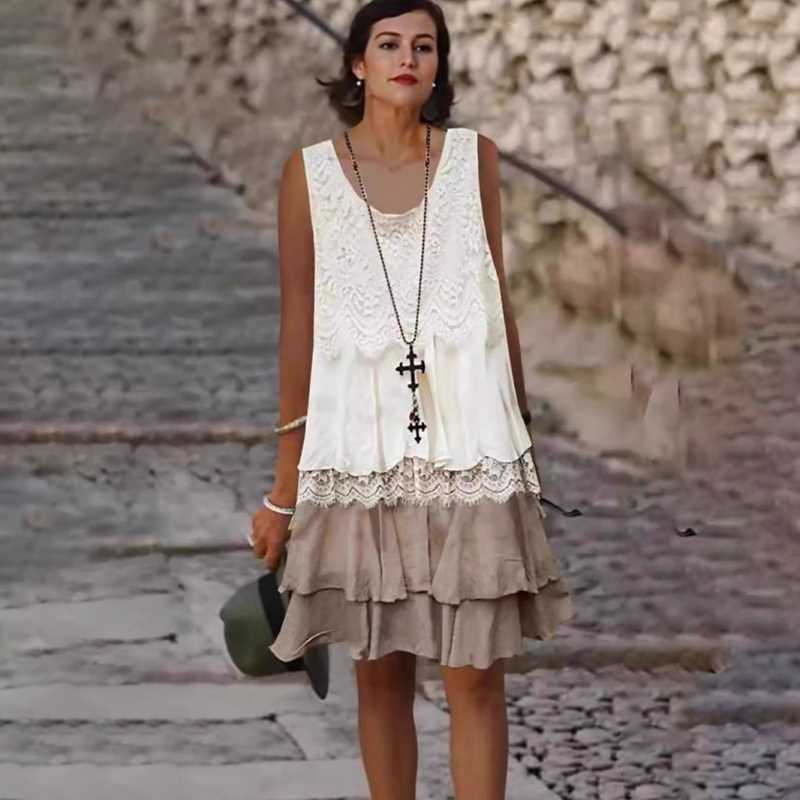 Women's Fashion Sleeveless Patchwork Dress