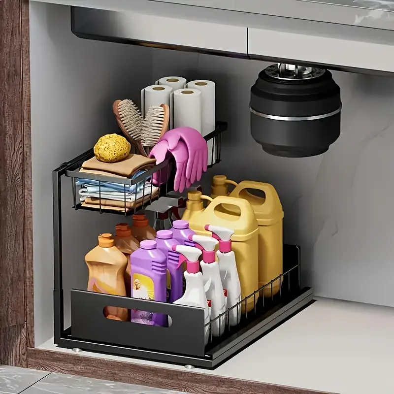 under sink organizer pull out cabinet organizer 2 tier slide out sink shelf cabinet storage shelves under sink storage for kitchen bathroom cabinet details 1