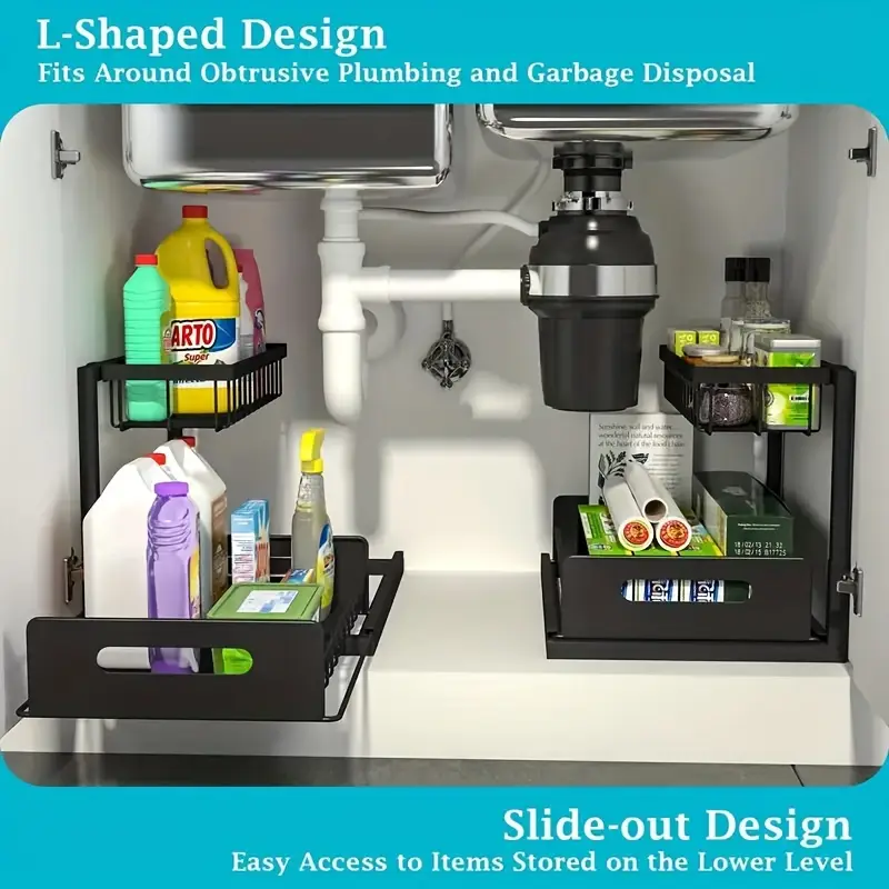 under sink organizer pull out cabinet organizer 2 tier slide out sink shelf cabinet storage shelves under sink storage for kitchen bathroom cabinet details 0