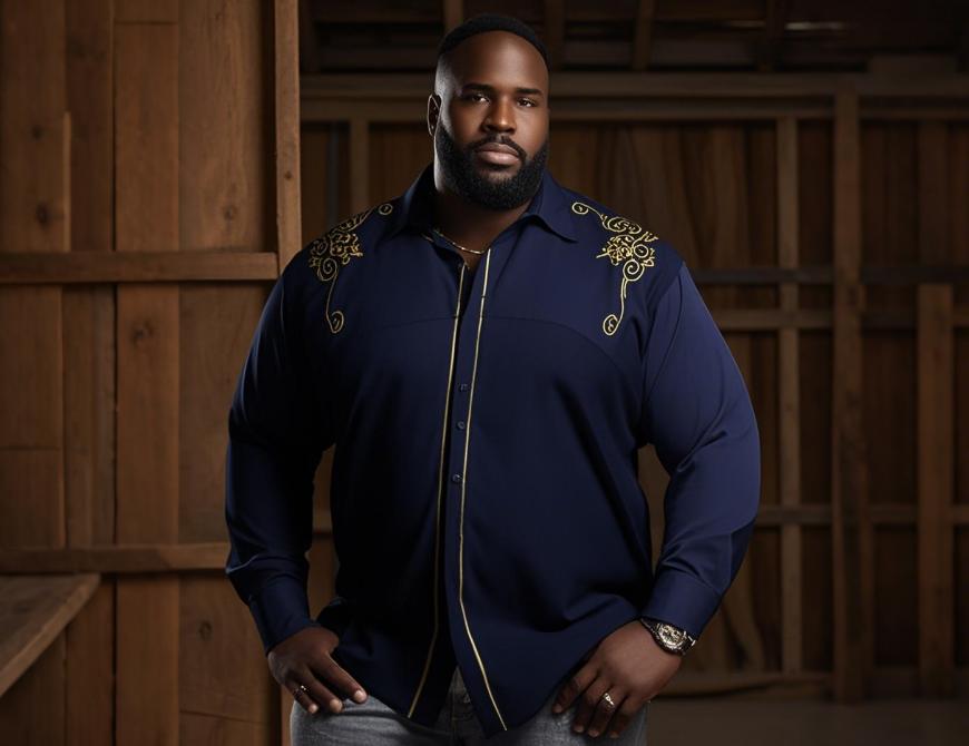 Big men's blue Western shirts