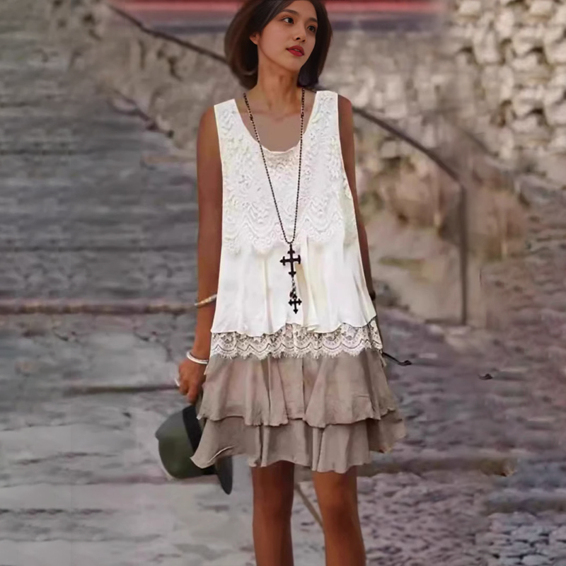 Women's Fashion Sleeveless Patchwork Dress