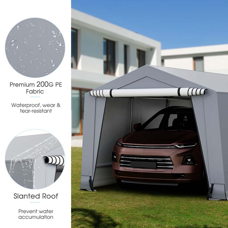 Eletriclife 10 x 20 pies portátil resistente carport dosel garaje con puertas