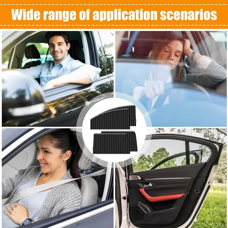 4 car sunshades window privacy protection curtains retractable uv protection shades for car windows sun blocking and heat insulating side window shades car curtains details 2