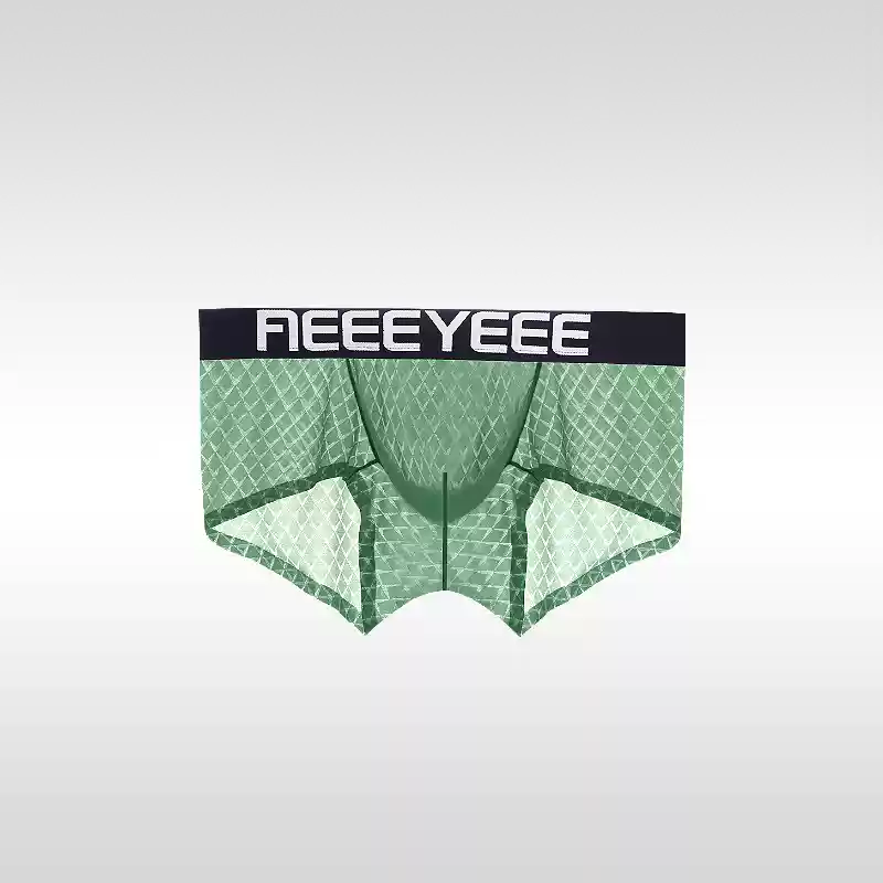 Men's Ice Silk Mesh Sexy Large Pouch 3D Breathable Boxer Briefs