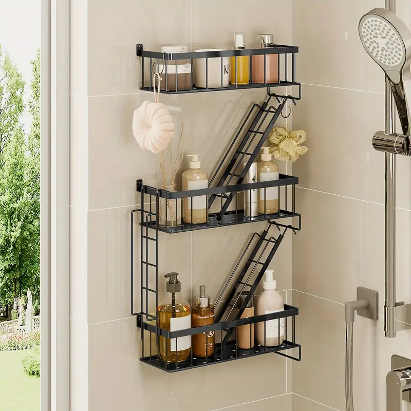 1 set of   staircase shaped storage racks fire escape     metal decorative racks with screwdrivers and screws rusting   for bedrooms home decoration christmas decoration black multiple sizes floating shelves details 4