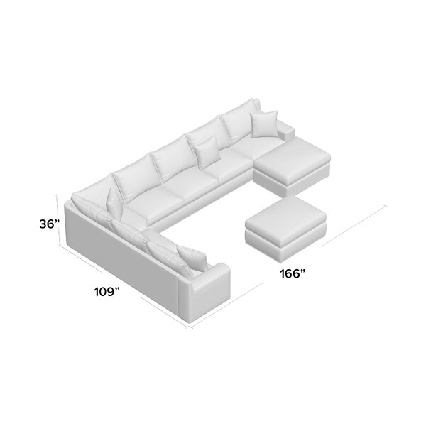 Makah 166" Wide Microfiber/Microsuede Left Hand Facing Modular Corner Sectional with Ottoman