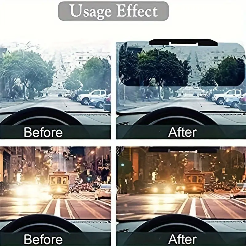 automobile sunshade a dual purpose universal visor for daytime and   use that reduces glare an extender for the visor a night   anti glare windshield driving shield and a uv filtering eye protector suitable for suvs details 1